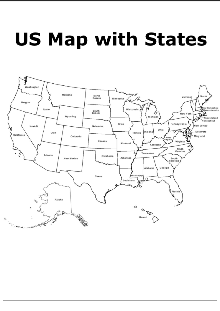 US Map With State Names